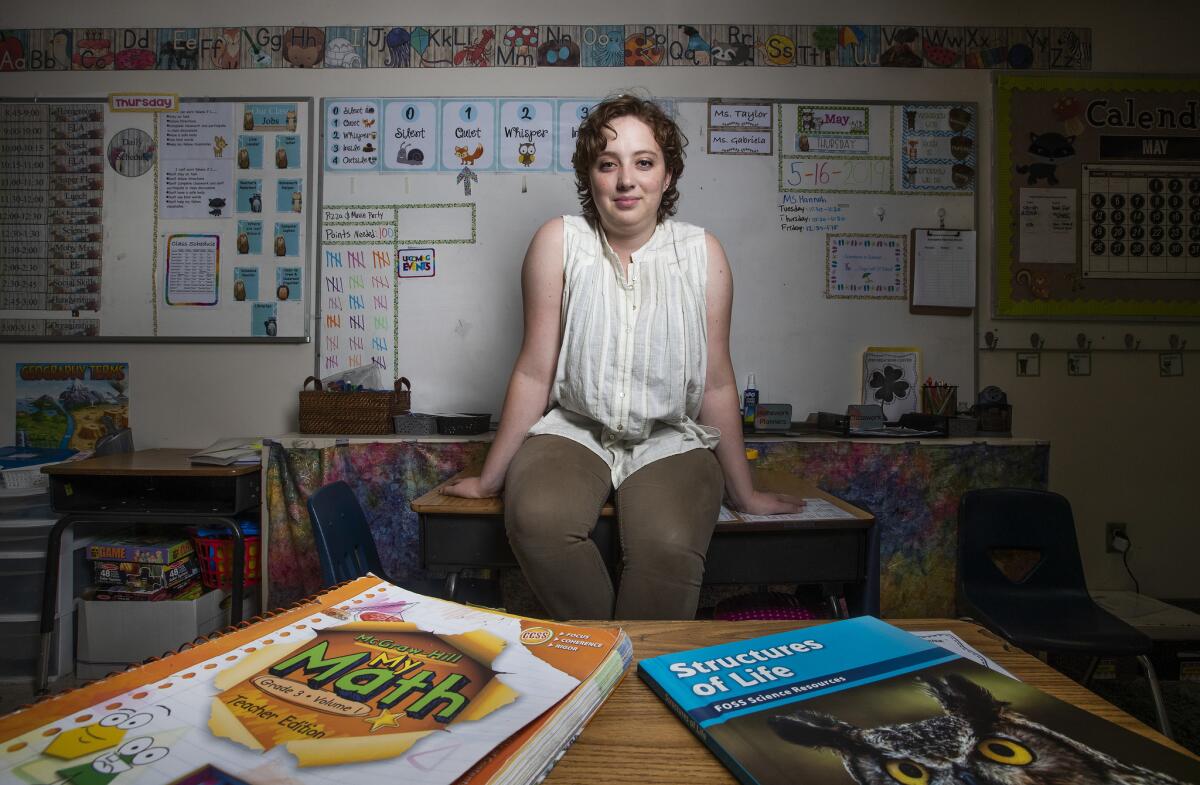 SHERMAN OAKS, CA-MAY 15, 2019: Emma Taylor, a special ed teacher who has battled a learning disability since she was old enough to turn over on the changing table, is photographed inside her classroom in Sherman Oaks. Taylor teaches students in 2nd-4th grade. (Mel Melcon/Los Angeles Times)