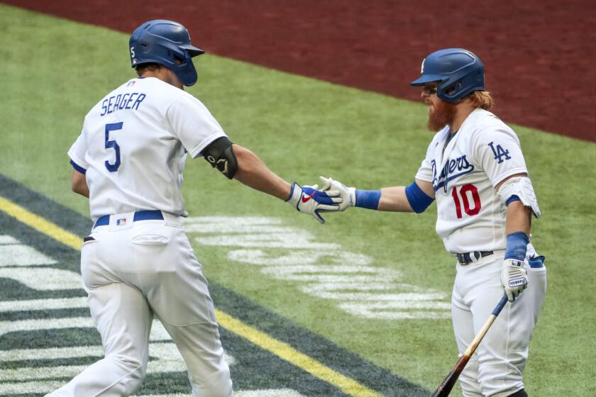 Arlington, Texas, Saturday, October 17, 2020. Los Angeles Dodgers shortstop Corey Seager.