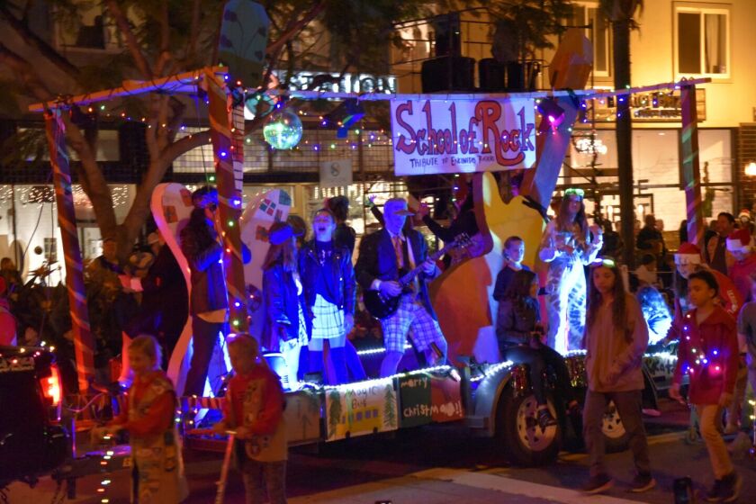 The School of Rock float at last year’s parade was dedicated to Encinitas teachers.