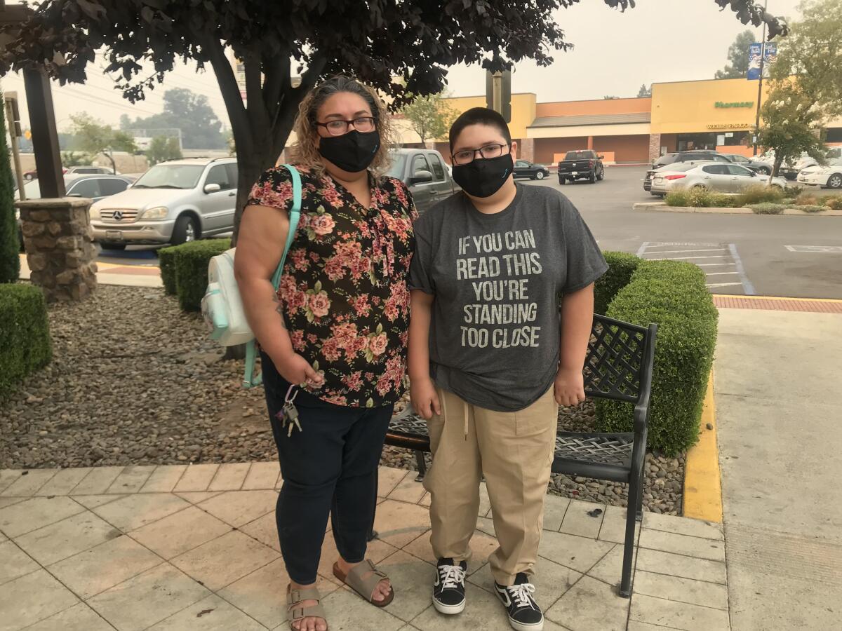 Sonia Mesa and her son Lucas seen leaving a birthday lunch at Olive Garden in Stockton.