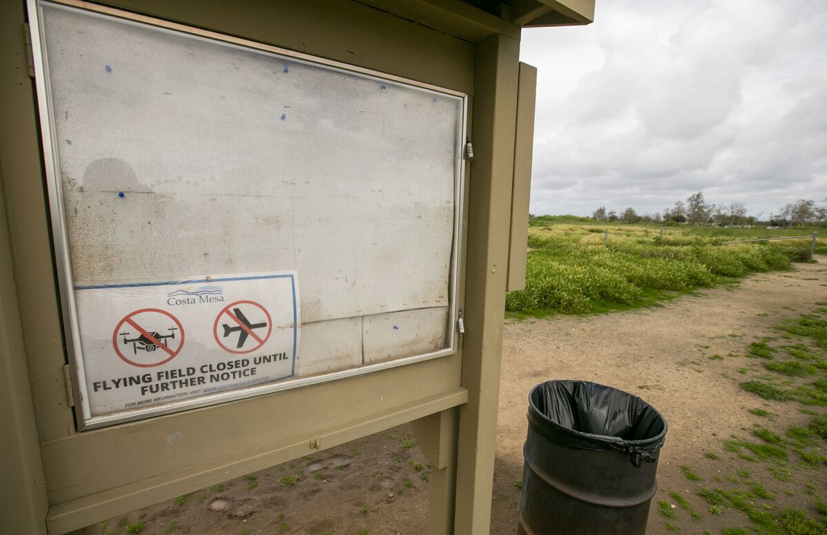 A field in Fairview Park used by the Harbor Soaring Society has been closed since the pandemic.