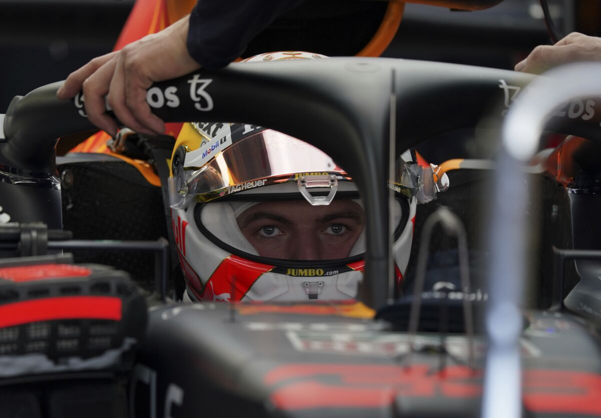 Formula One Red Bull driver Max Verstappen, of the Netherlands, prepares for a practice session ahead of this weekend's Mexican Grand Prix in Mexico City, Friday, Nov. 5, 2021. (AP Photo/Fernando Llano)