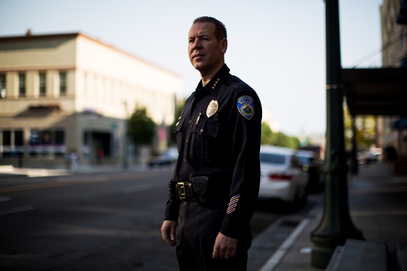 Police Chief Eric Jones in downtown Stockton in 2016.