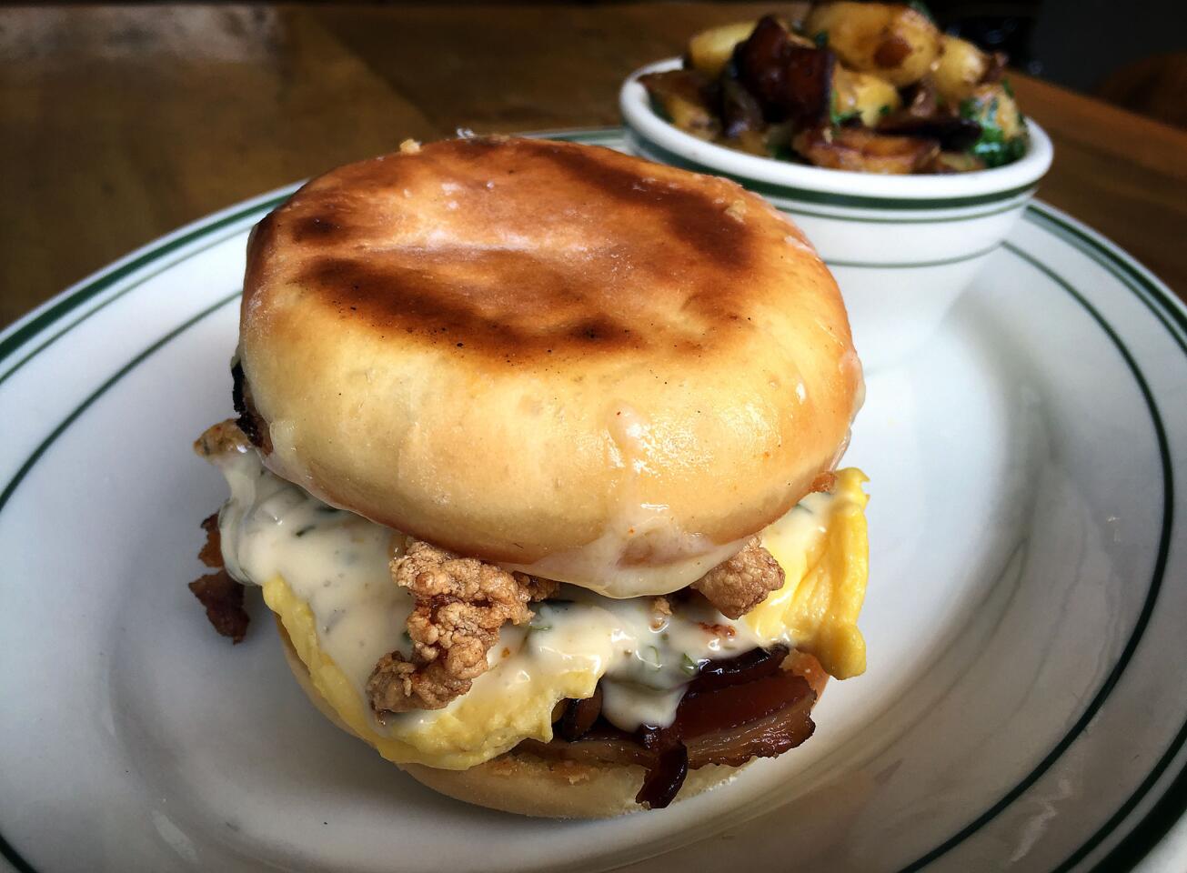 Nor'Eastern breakfast sandwich served for brunch at Connie & Ted's restaurant.