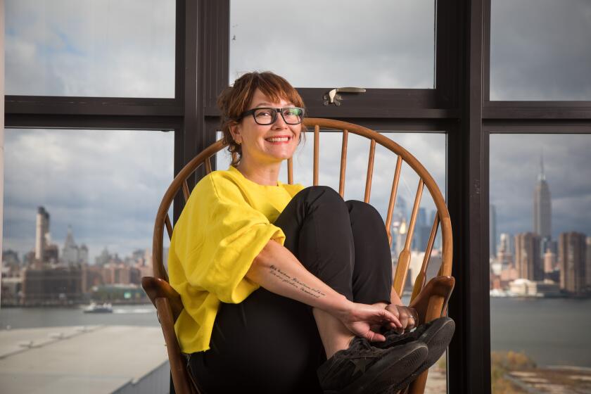 NEW YORK, NY - NOVEMBER 15, 2021: Erica Schmidt, the writer behind the musical adaptation of "Cyrano," starring her husband, Peter Dinklage, poses for a portrait at the Wythe Hotel on November 15, 2021 in the Brooklyn borough of New York City. (PHOTOGRAPH BY MICHAEL NAGLE / FOR THE TIMES)