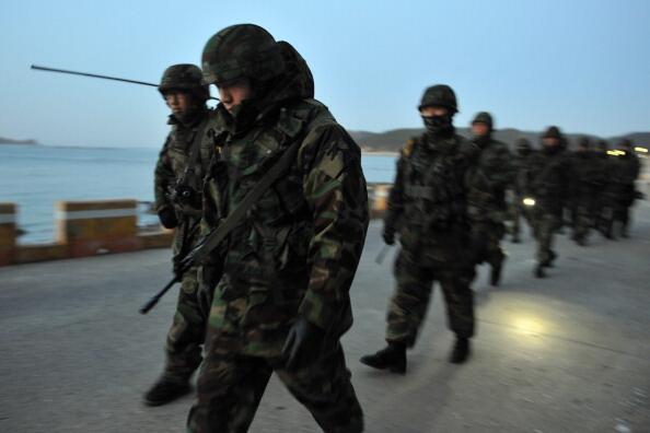 South Korean Marines patrol