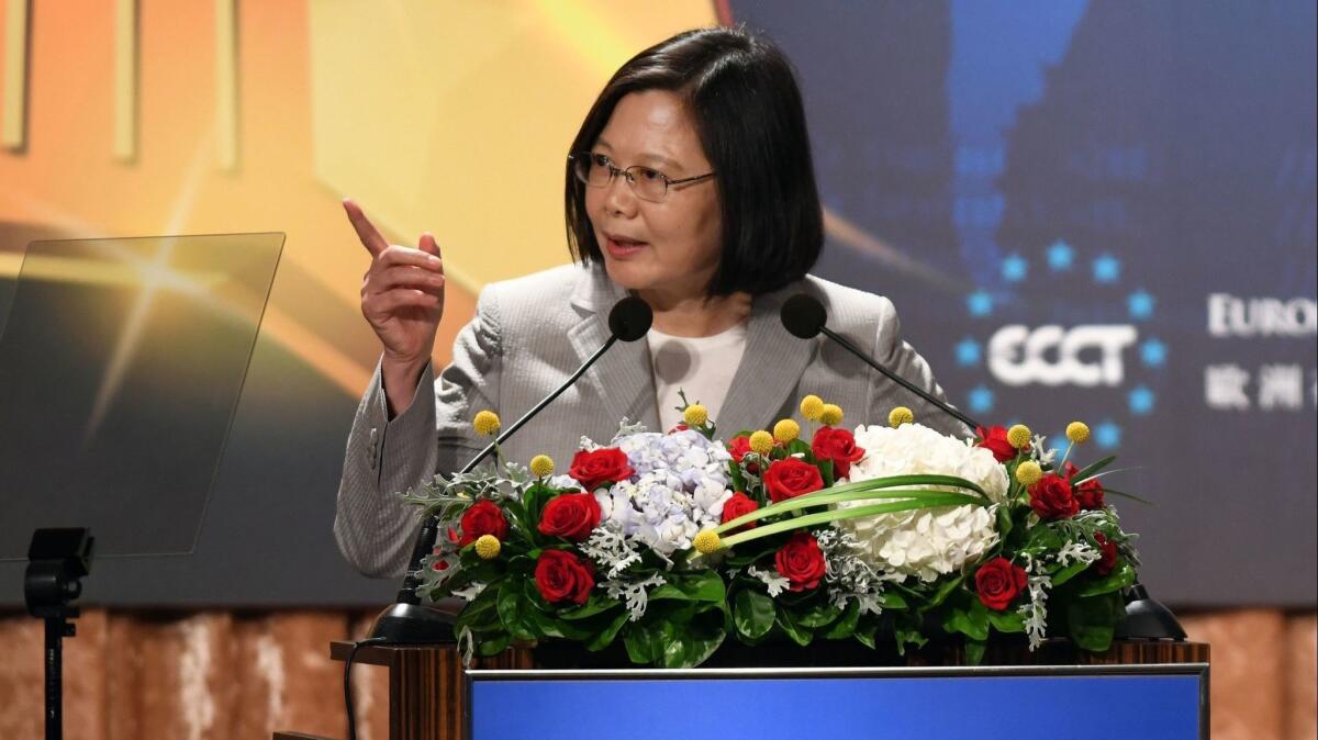 Taiwanese President Tsai Ing-wen, shown last week in Taipei, has vowed to step up security as citizens worry about the growing military and diplomatic strength of China, which resents Tsai for opposing its bid to unify the two sides.