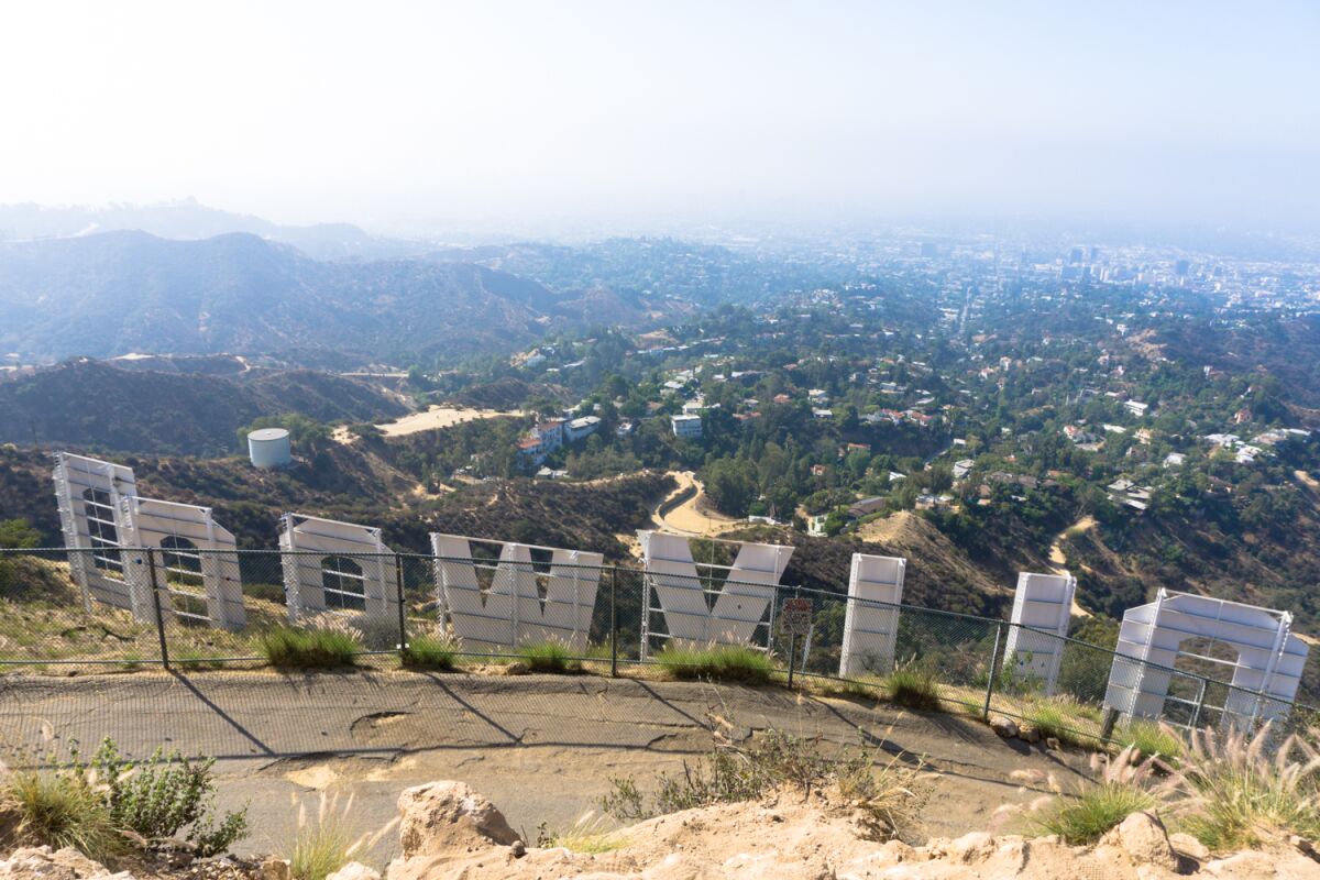 The Hollywood sign from behind.