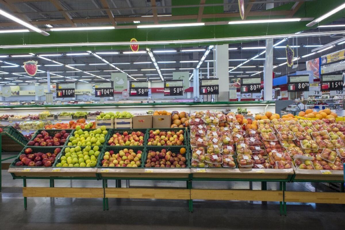 Imported produce at a Russian supermarket