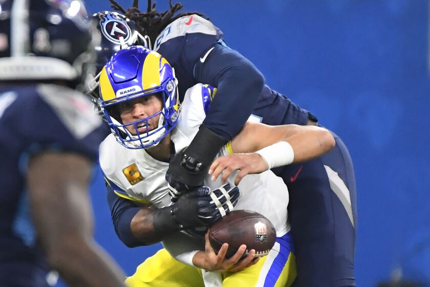 Los Angeles, California November 7, 2021: Rams quarterback Matthew Stafford.