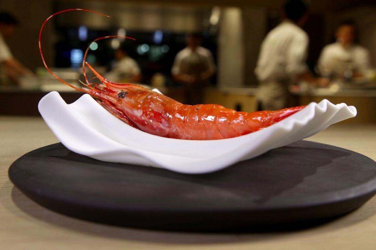 Santa Barbara spot prawn, one of two dozen courses on the menu at Somni.