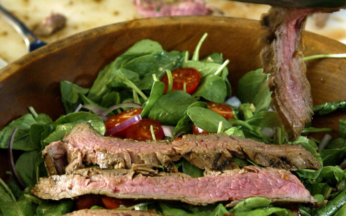 Marinated flank steak salad