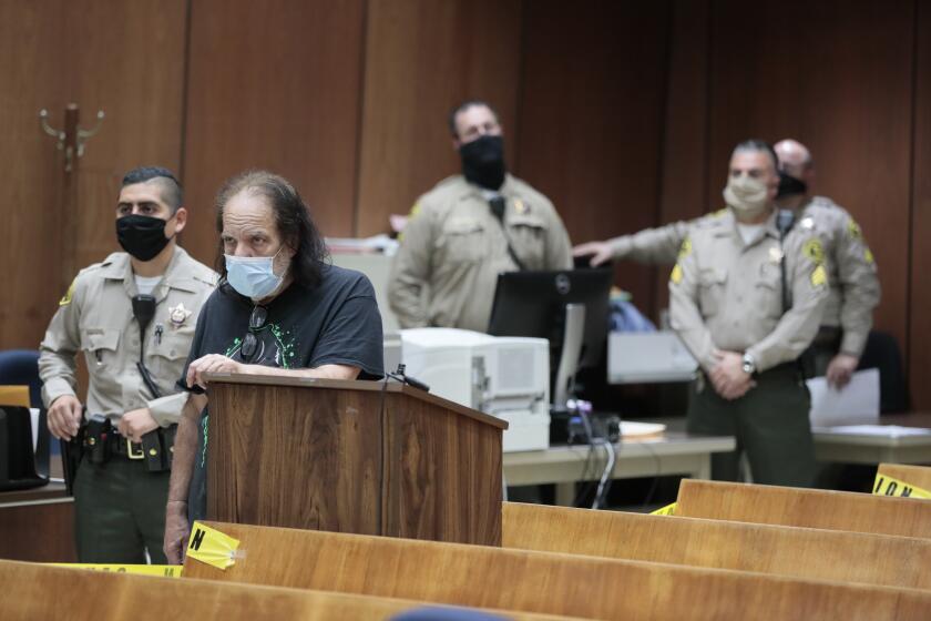 Los Angeles, CA, Tuesday, June 23, 2020 - Adult film star Ron Jeremy appears in Dept. 30 at LA Superior Court, charged with sexually assaulting four women. (POOL PHOTO/ Robert Gauthier / Los Angeles Times)