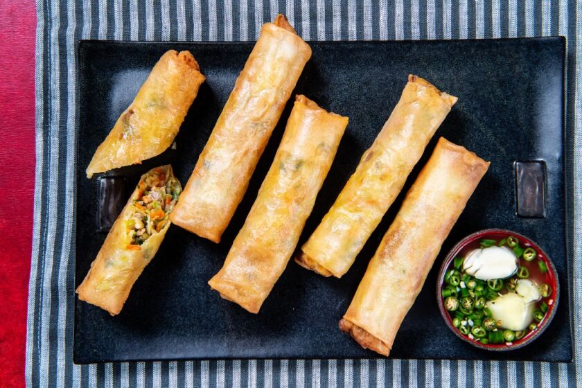 A classic mix of pork, shrimp and vegetables fill these crunchy lumpia.
