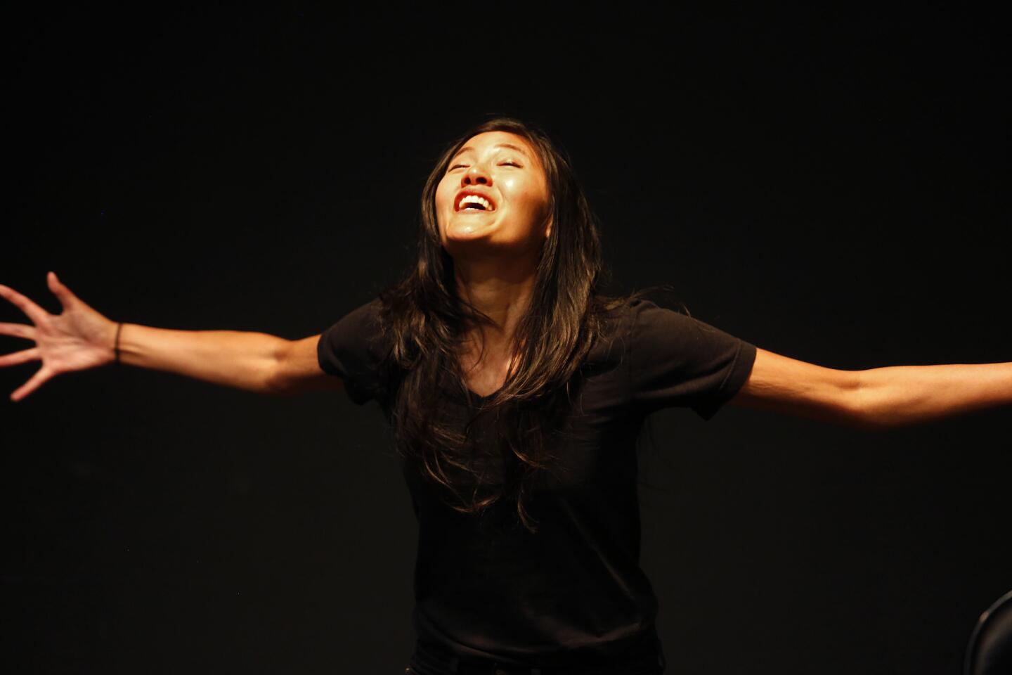 Actor Akemi Look auditions for theater representatives of Intimate Theatres of Los Angeles.