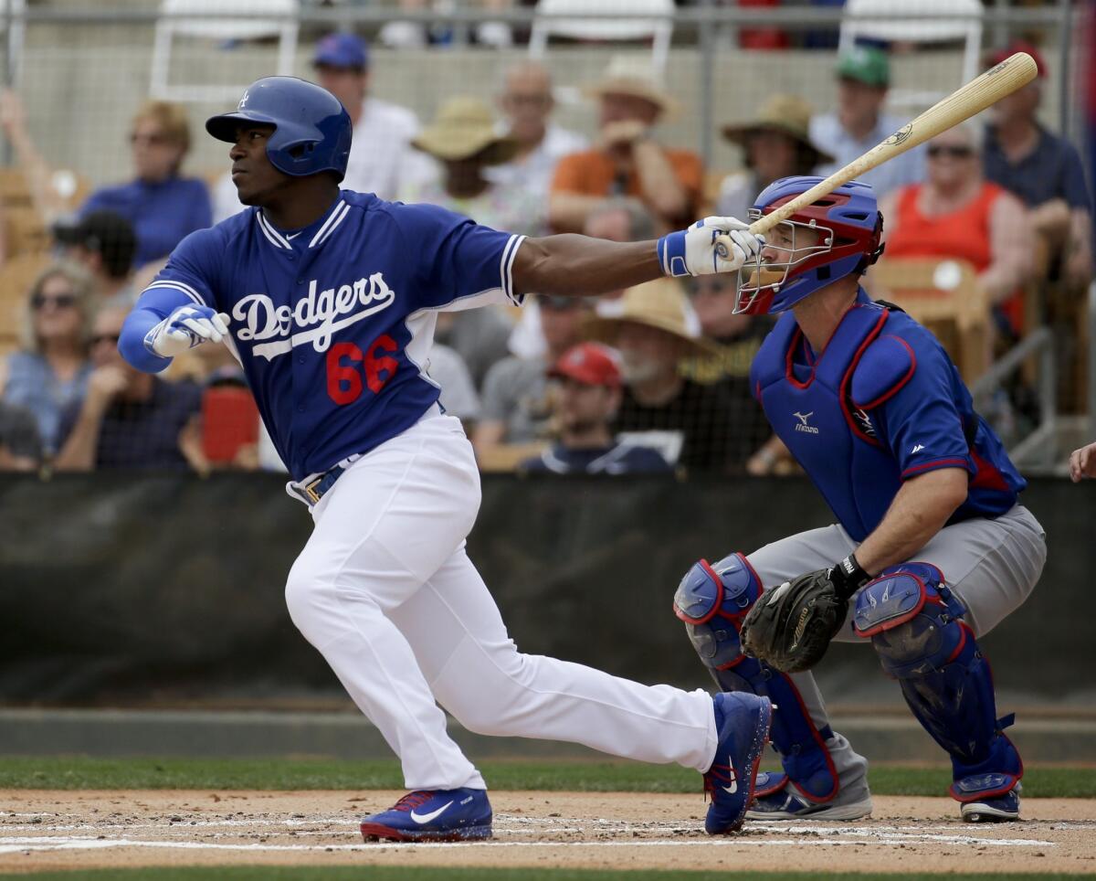 Yasiel Puig se ve cada vez mejor y ya lleva cuatro jonrones en la pretemporada.