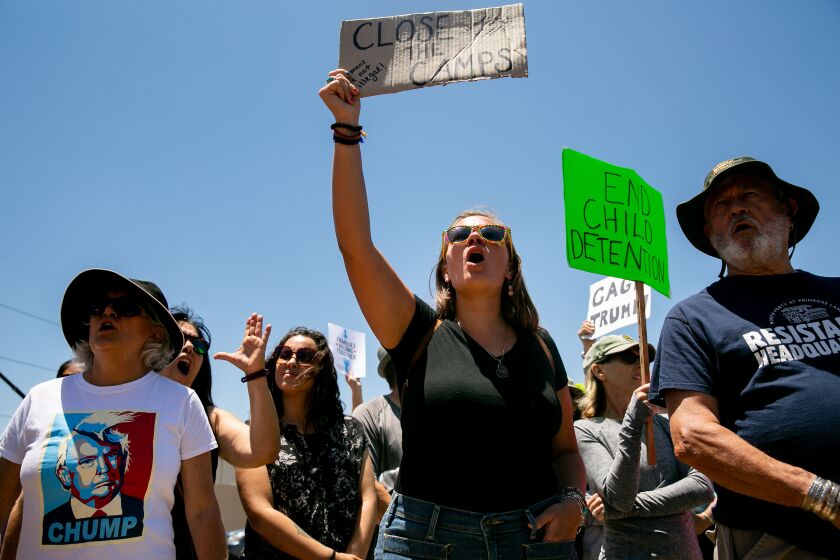 Protesters rally outside of the Otay Mesa Detention Center on July 2, 2019 in San Diego, California. The "Close the Camps" demonstration was part of nationwide protests scheduled for Tuesday.