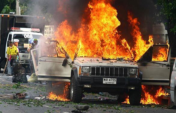 Protest in Thailand - burning car
