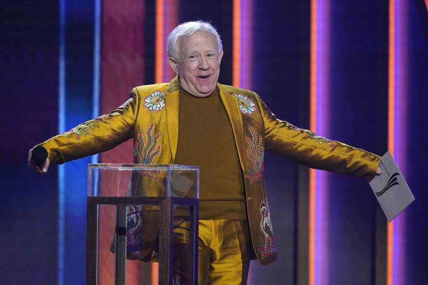 Leslie Jordan speaks at the 56th annual Academy of Country Music Awards on Sunday, April 18, 2021, at the Grand Ole Opry in Nashville, Tenn. (AP Photo/Mark Humphrey)