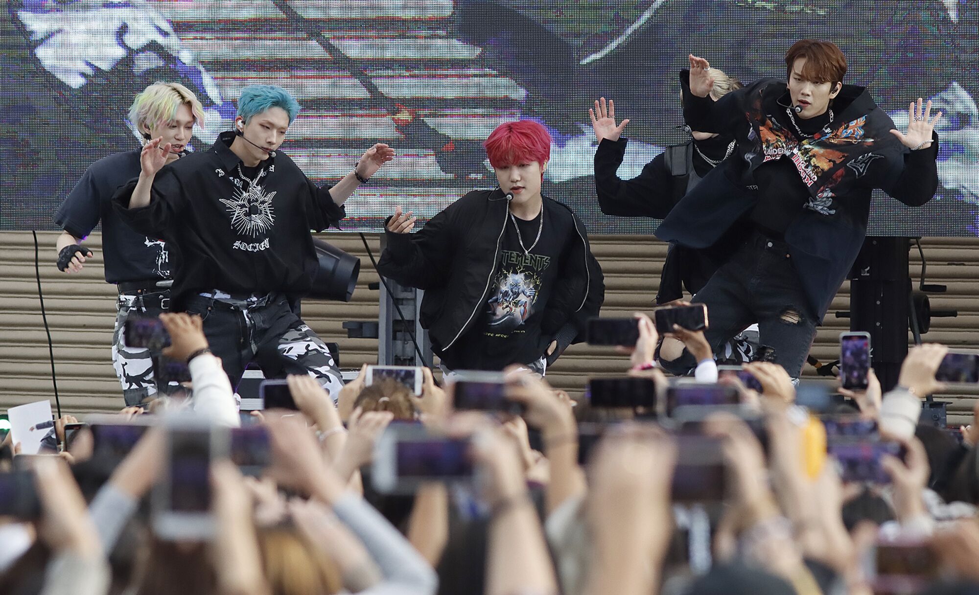 South Korean boy band P1Harmony, the headliner of the K-pop cover dance festival in Balboa Park on Saturday.