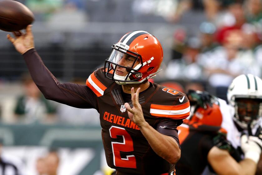 Although Browns quarterback Johnny Manziel threw a touchdown pass in relief of injured starter Josh McCown against the Jets last week, he also had a pass intercepted and lost two fumbles.