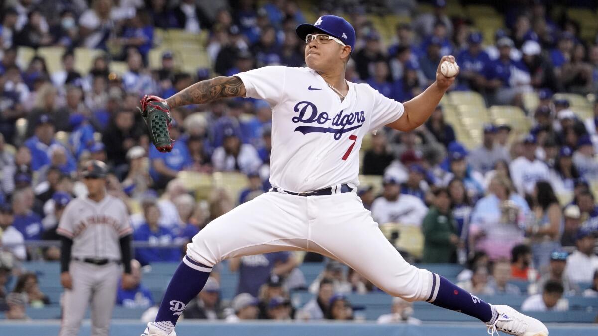 Julio Urías excels and three stars homer as Dodgers top Giants - Los  Angeles Times