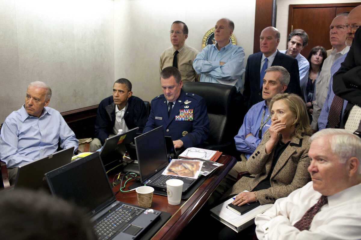 Then President Obama and Vice President Biden with others in the Situation Room in 2011.