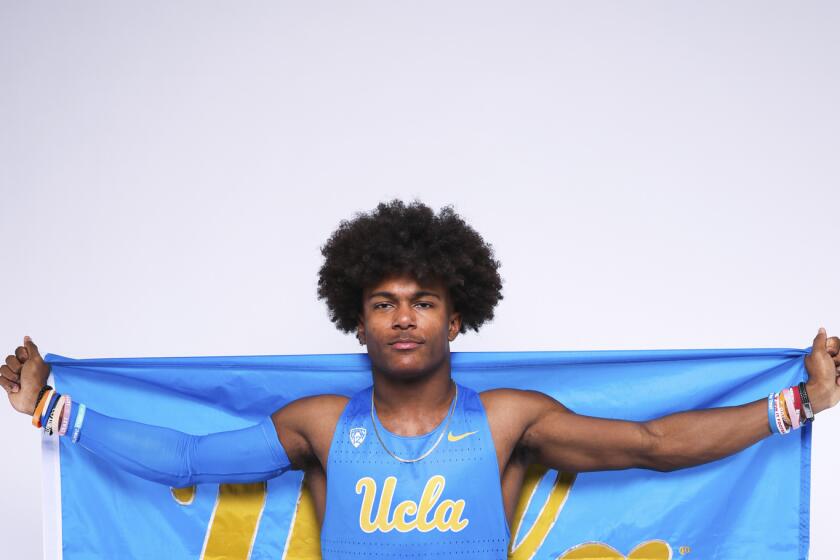 Karson Gordon from Bellaire, Texas, is the nation's No. 1 triple jumper and also committed to UCLA to play quarterback.