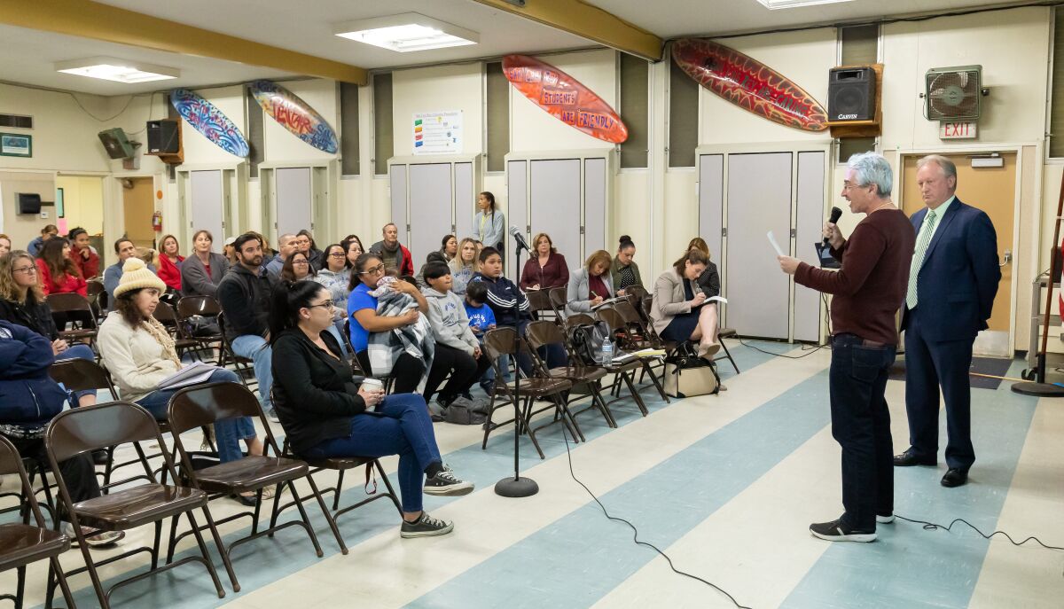 There was community forum on Tuesday about infrastructure issues at San Luis Rey and Garrison elementary schools. Parents, teachers and students discussed the issues with the school board and administrators. Garrison Elementary School teacher Brian Taylor was one of many people who spoke of their concerns at the meeting.