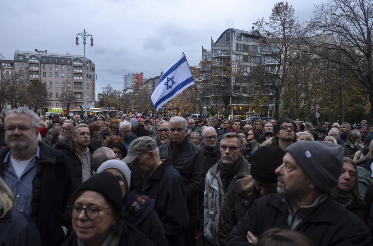 Marcha contra el antisemitismo en el centro de Berlín, Alemania, el 9 de noviembre de 2023