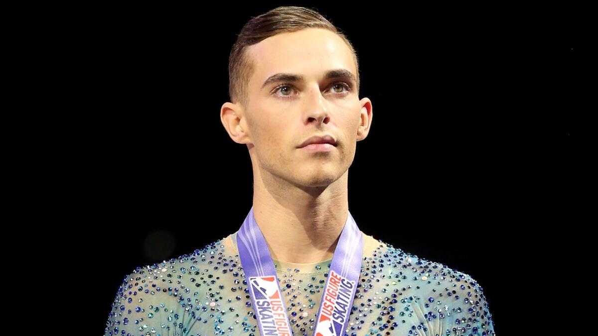Adam Rippon was named to the U.S. Olympic team for the first time after finishing fourth at the national championships earlier this month.