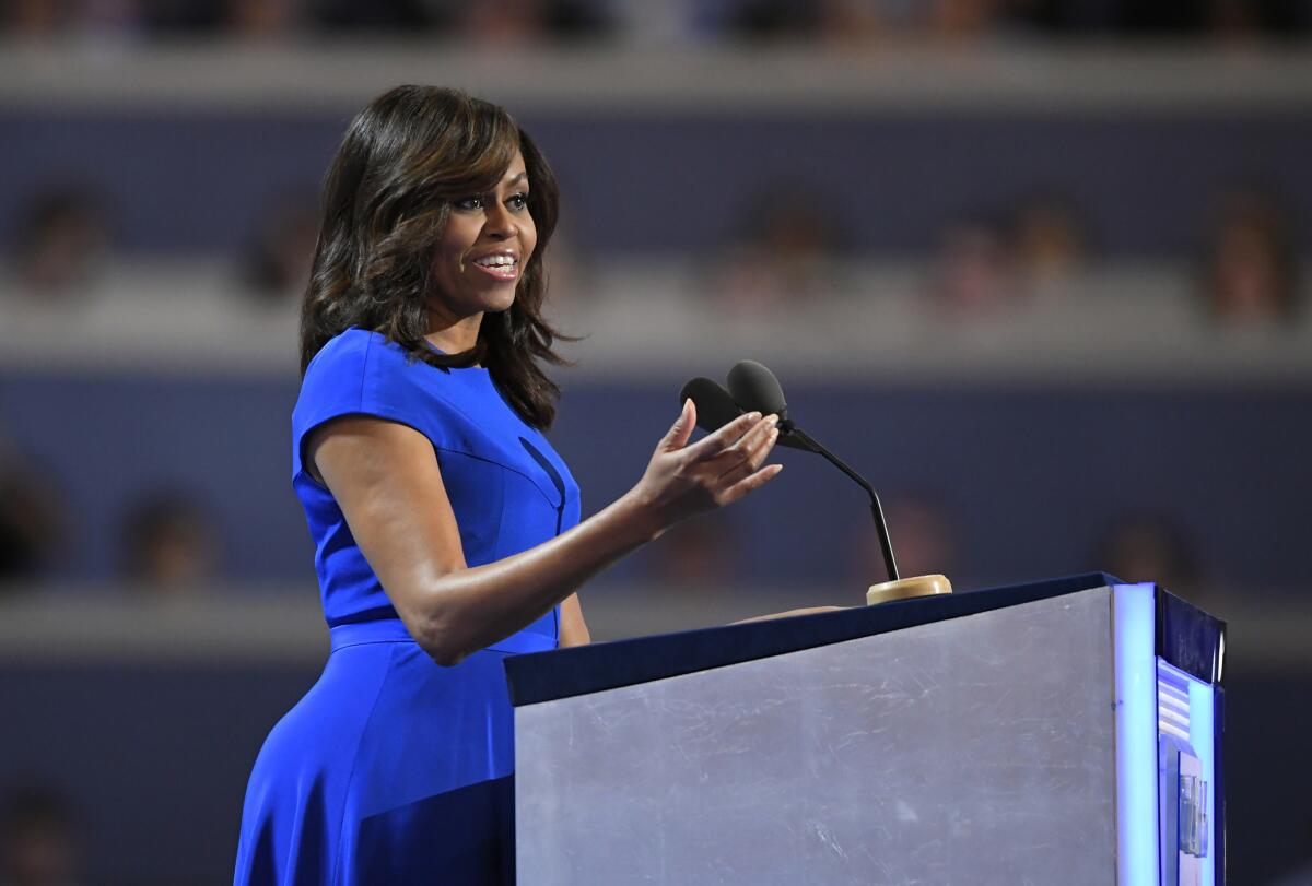 First Lady Michelle Obama speaks during the 2016 Democratic National Convention