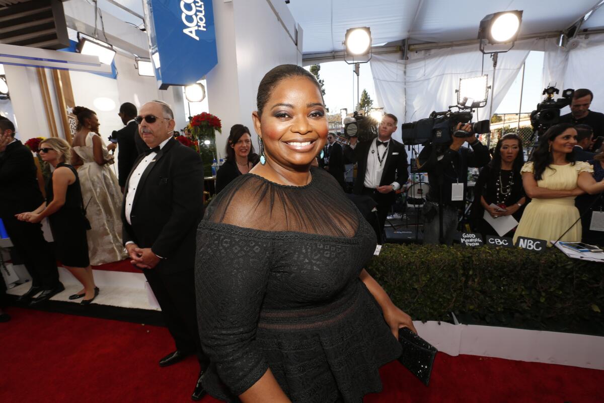 Academy Award nominee Octavia Spencer appears on the red carpet at the Screen Actors Guild Awards.
