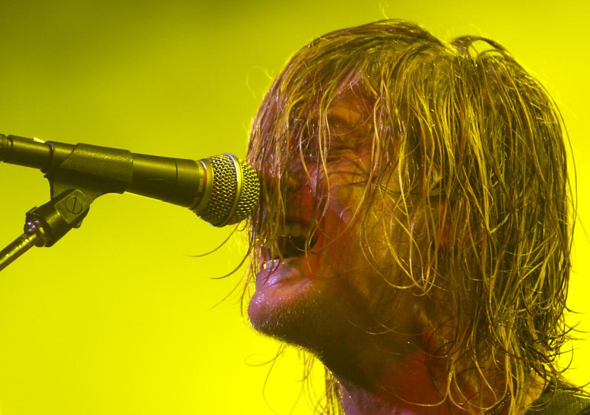 Puddle of Mudd's Wesley Scantlin performs during a KROQ Almost Acoustic Christmas at the Universal Amphitheatre in 2003.