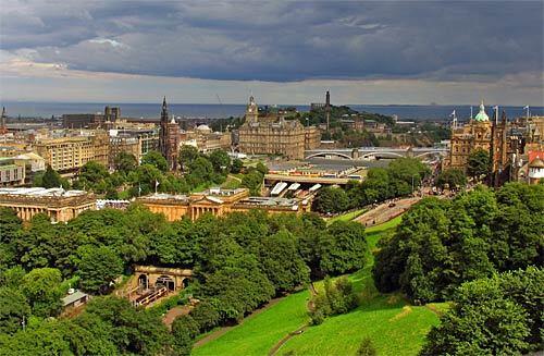 From Calton Hill, the capital city of Edinburgh spreads out below. The Scottish queen's Edinburgh palace was backdrop for many of the most dramatic events in her life.