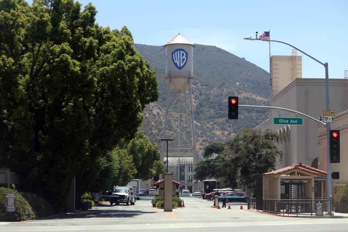 Warner Bros. studio's iconic water tower at its Burbank lot. (Dania Maxwell / Los Angeles Times)