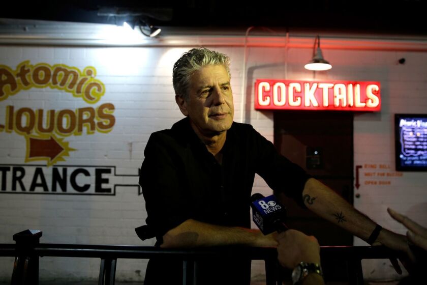 LAS VEGAS, NV - NOVEMBER 10: TV Personality Anthony Bourdain attends "Parts Unknown Last Bite" Live CNN Talk Show hosted by Anthony Bourdain at Atomic Liquors on November 10, 2013 in Las Vegas, Nevada. 24280_001_0202.JPG (Photo by Isaac Brekken/WireImage) ** OUTS - ELSENT, FPG, CM - OUTS * NM, PH, VA if sourced by CT, LA or MoD **