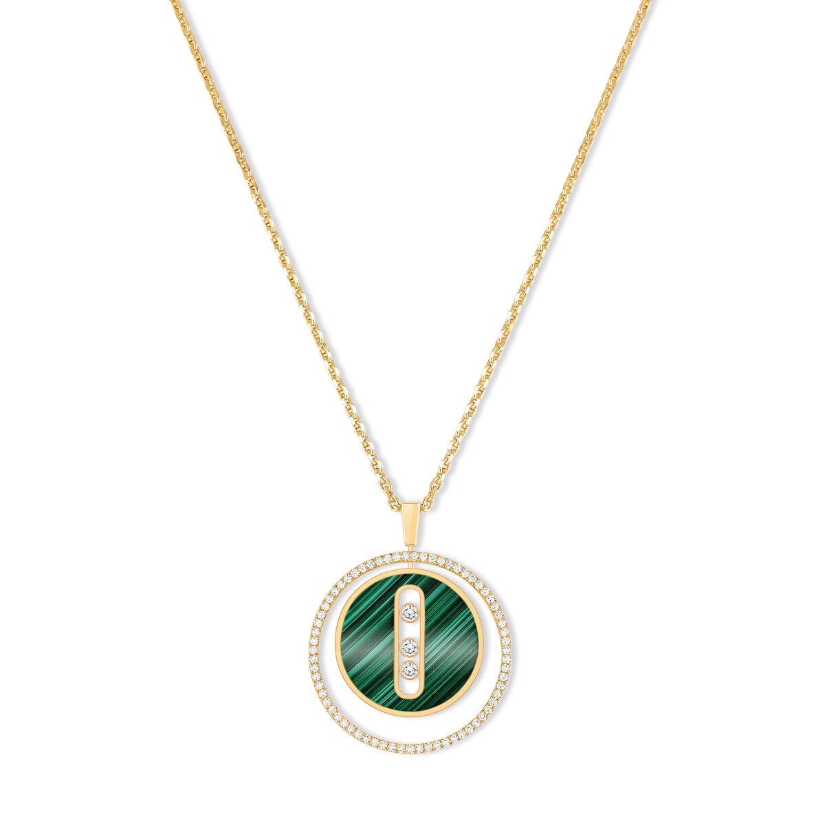Collier Lucky Move necklace in malachite, diamond and yellow gold