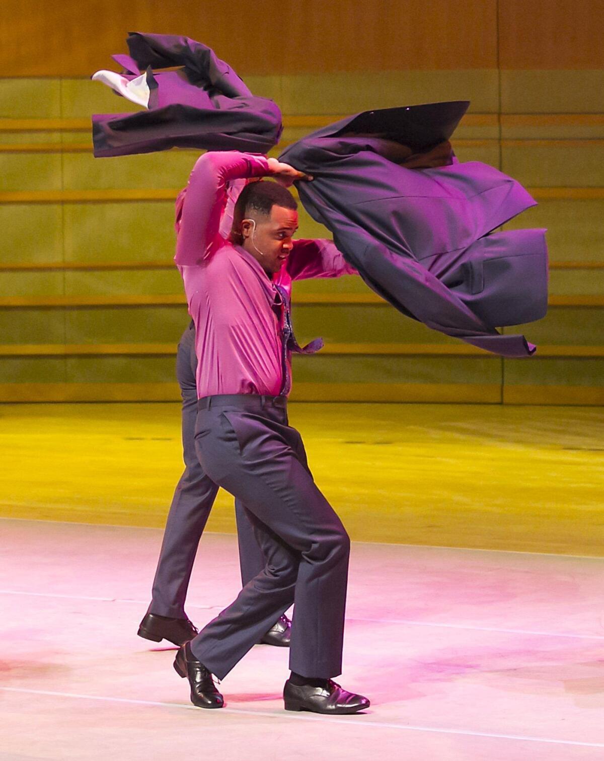 A member of The Drifters performs “On Broadway” at a season preview night at the Renee and Henry Segerstrom Concert Hall on Monday.