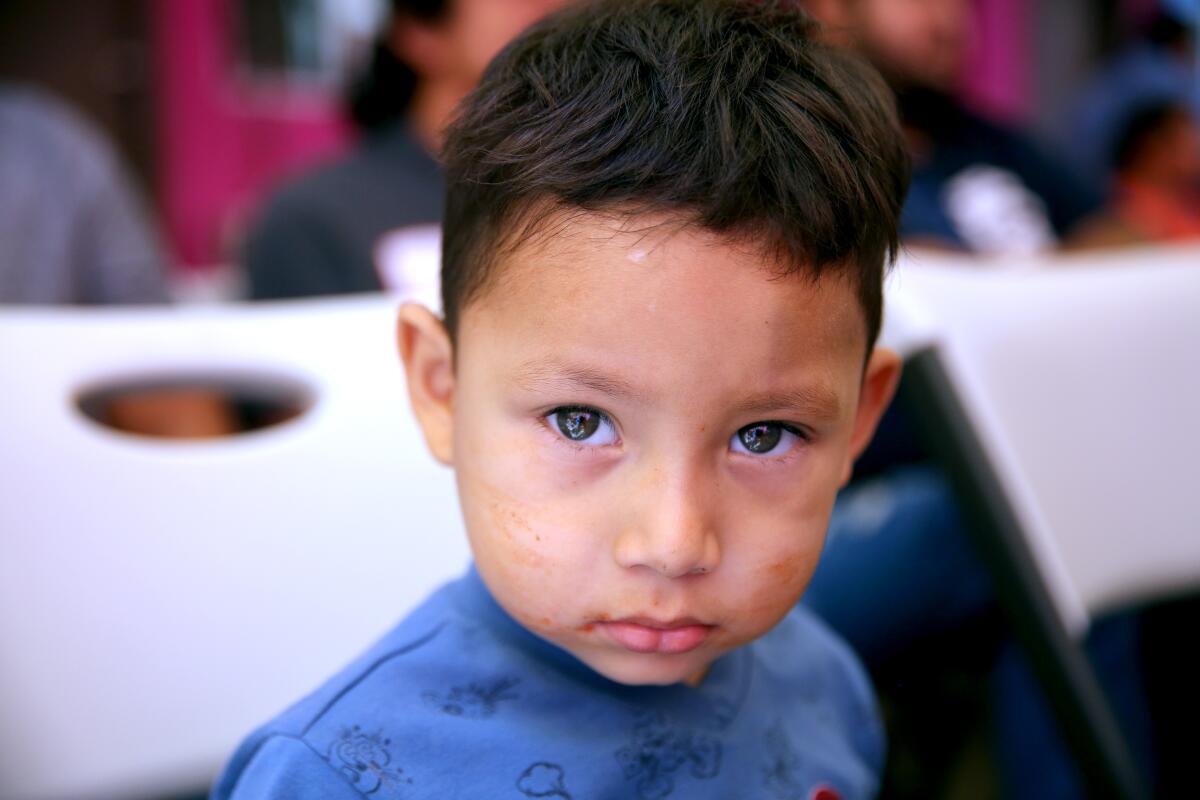 Mateo Isacc Flores Ceron, 3, came along with his mother, Genesis Abigail Flores Ceron