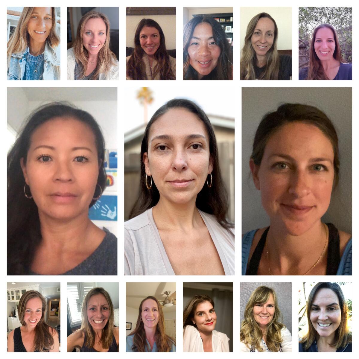 A collection of selfies of some of the Village Park mom crew.
