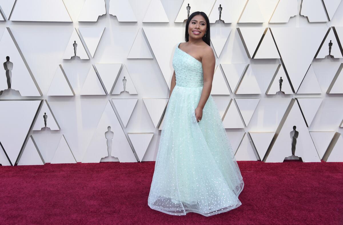 Yalitza Aparicio arrives at the 91st Academy Awards on Sunday at the Dolby Theatre in Hollywood.