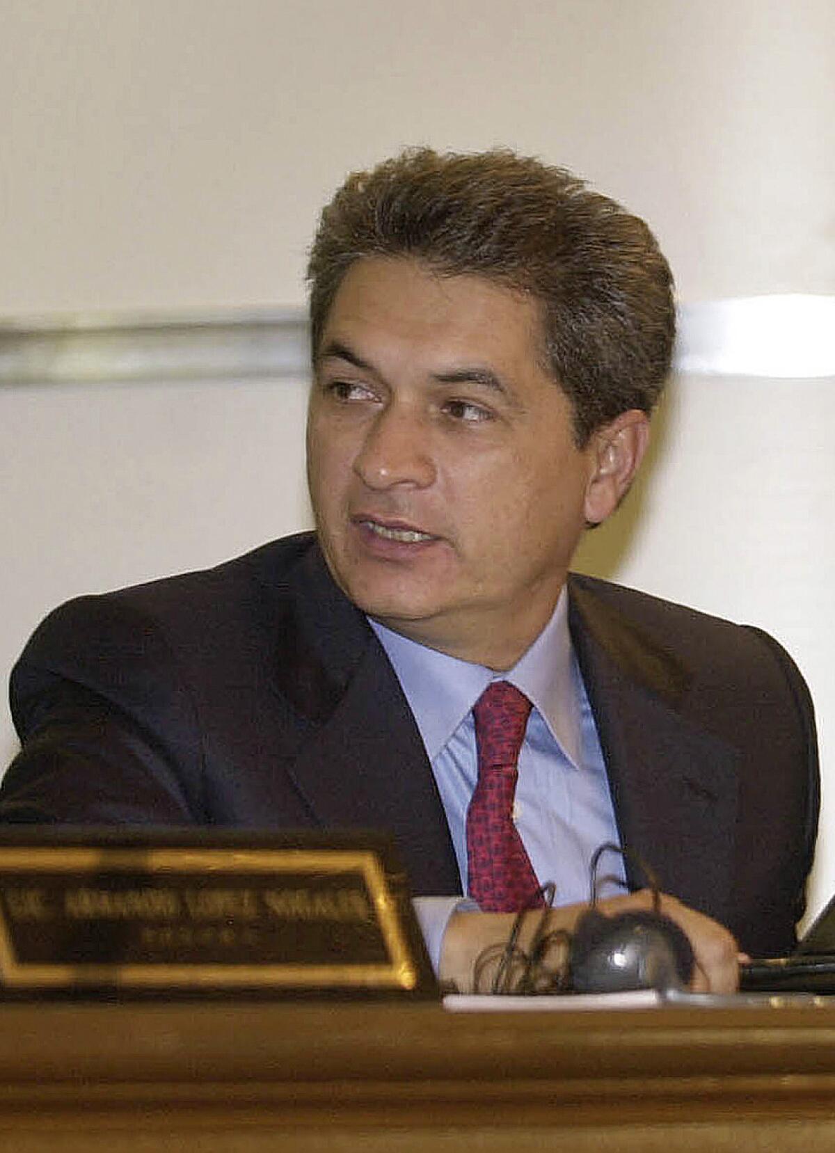 Shown in 2003, Tomas Yarrington, then governor of Mexico's Tamaulipas state, participates in a governors conference in Chihuahua, Mexico.