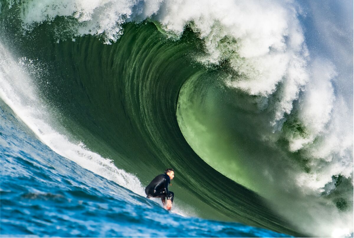 A barrel big enough to fit a bus inside of it at Mavericks this week. 