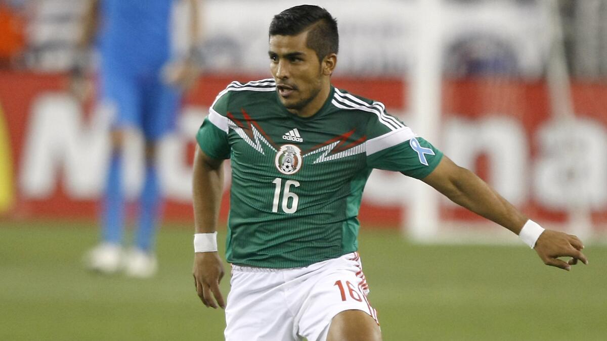 Mexico defender Miguel Angel Ponce controls the ball during an international friendly match against the U.S. in April. Ponce is a Sacramento native.