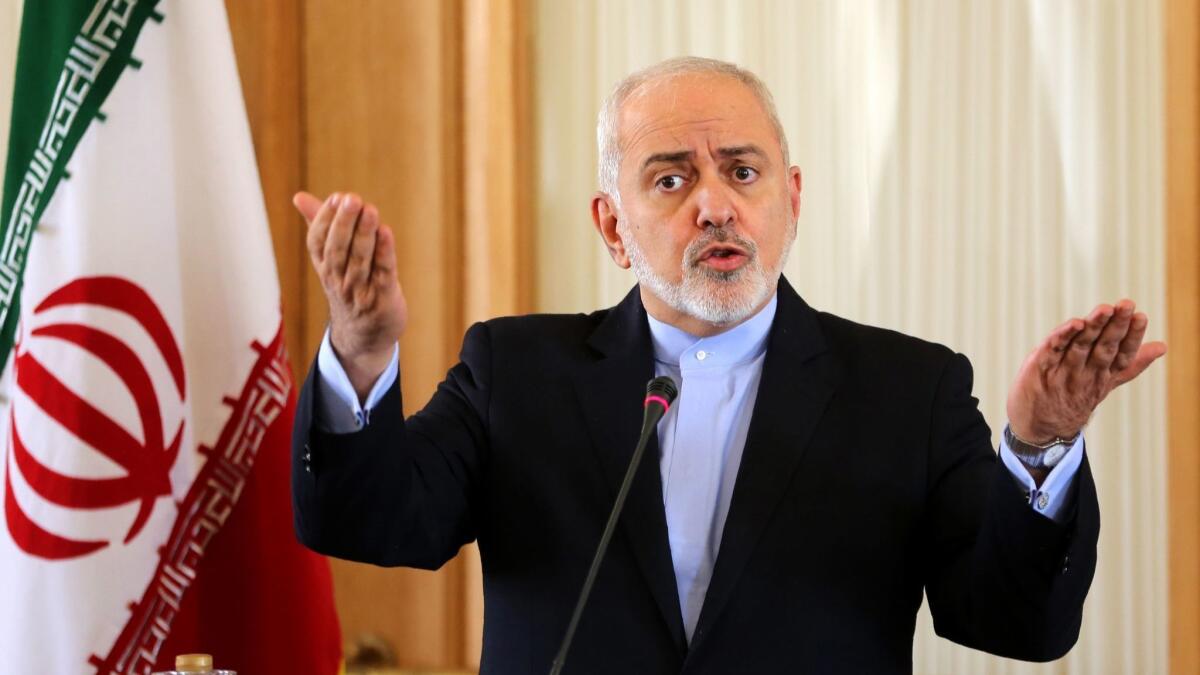Iranian Foreign Minister Mohammad Javad Zarif during a news conference in Tehran on Feb. 5.