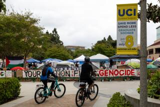 Pro-Palestinian students and activists set up a protest encampment on the campus at the UC Irvine (UCI) on May 4, 2024.