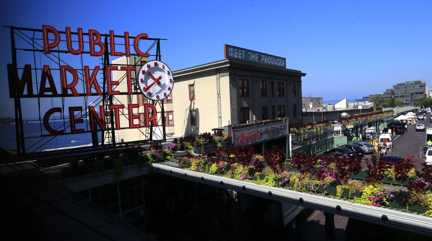 Pike Place Market is a Seattle hub, where fresh, local produce, seafood, specialty foods and crafts are sold.