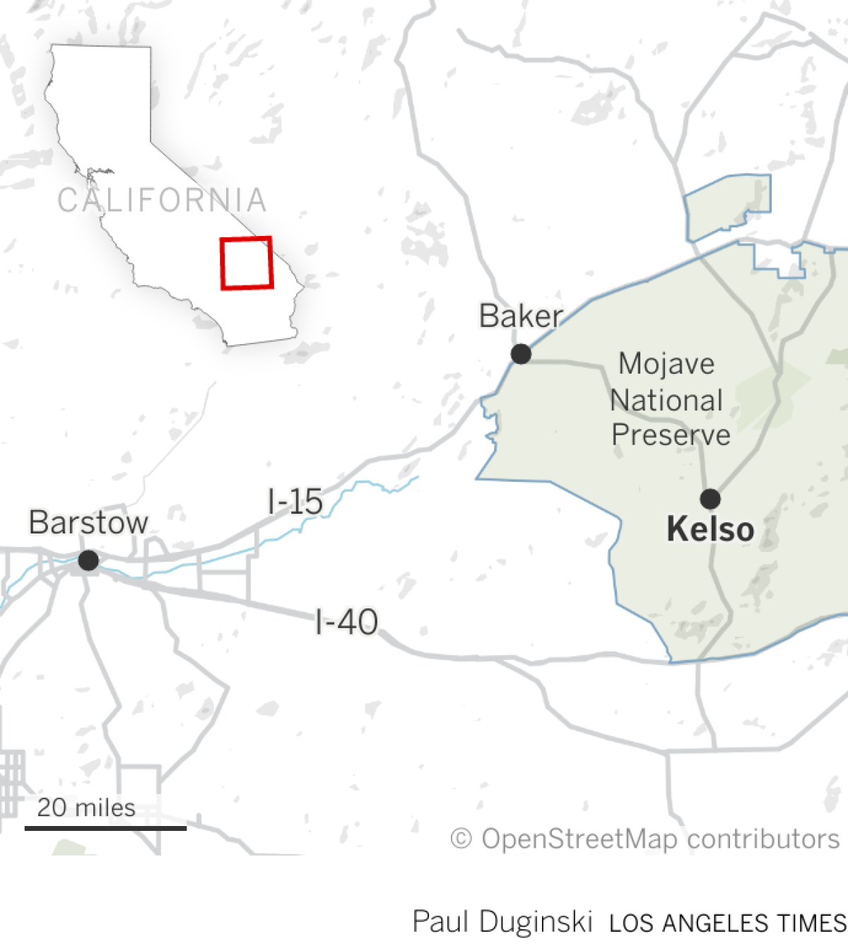 Location of derailment at Kelso, Calif.