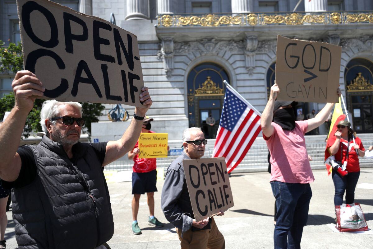 Protesters rally in San Francisco against statewide stay-at-home order